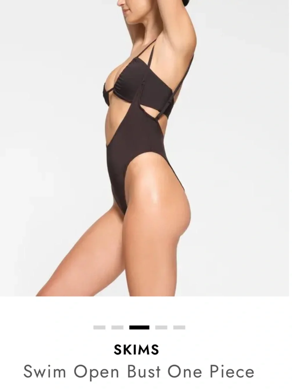 SKIMS Swim Open Bust One Piece Onyx Black Size L NWT